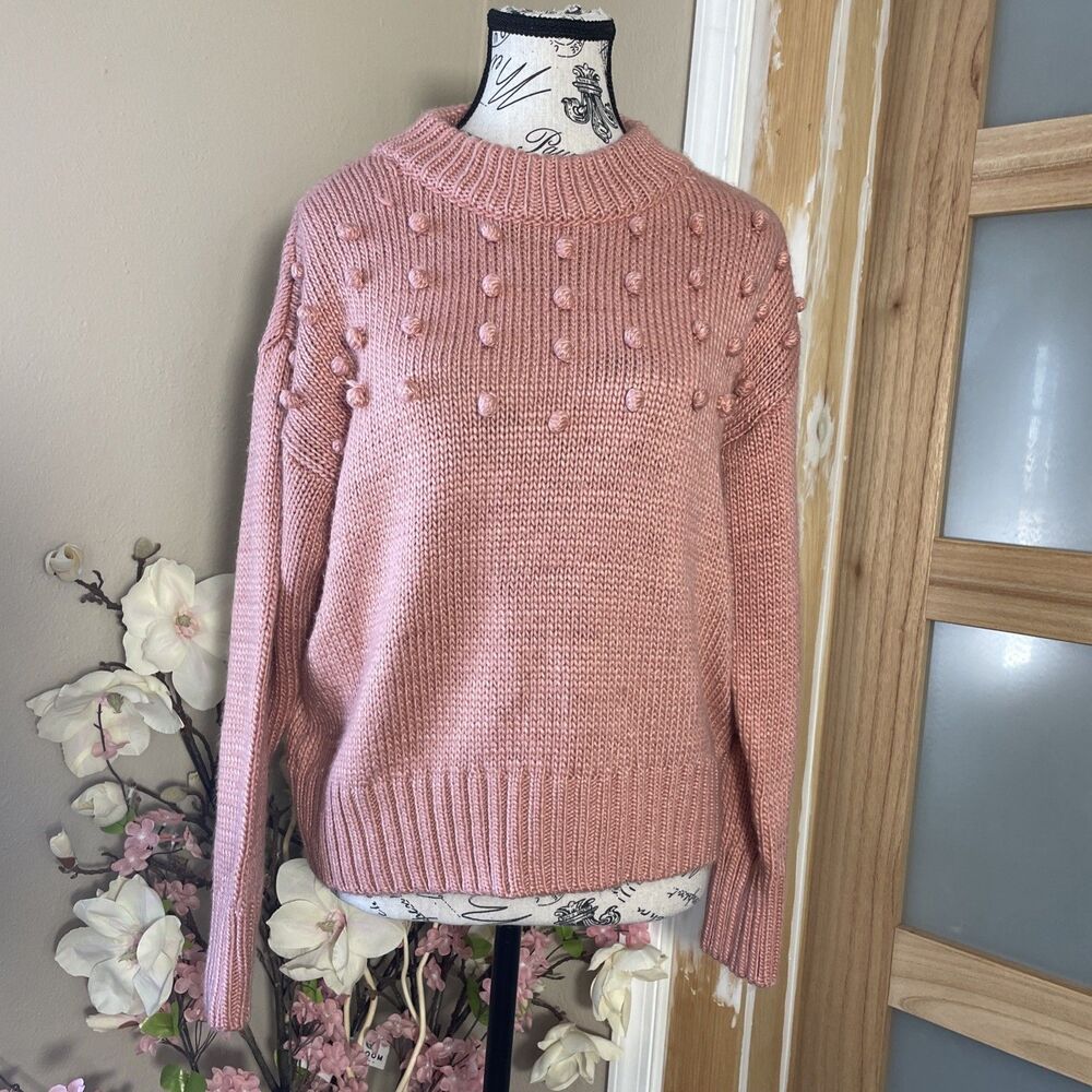 Tint & Shadow Sweater Womens PS Pink Mock Neck Soft Knit Top Winter Cozy